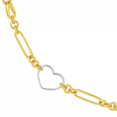 Two-Tone Heart Link Gold Chain Necklace