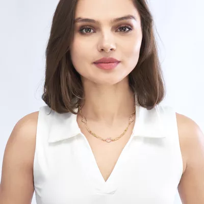 Two-Tone Heart Link Gold Chain Necklace