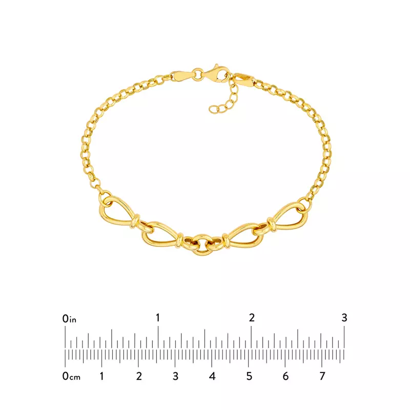 14K Yellow Gold Interlocking Loop Rolo Gold Bracelet