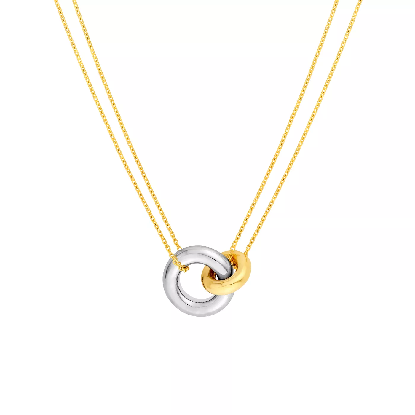 Two-Tone Interlocking Circle Necklace