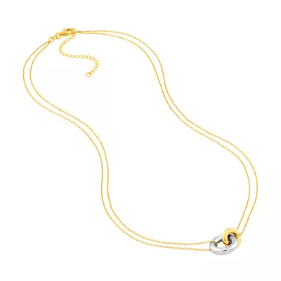 Two-Tone Interlocking Circle Necklace