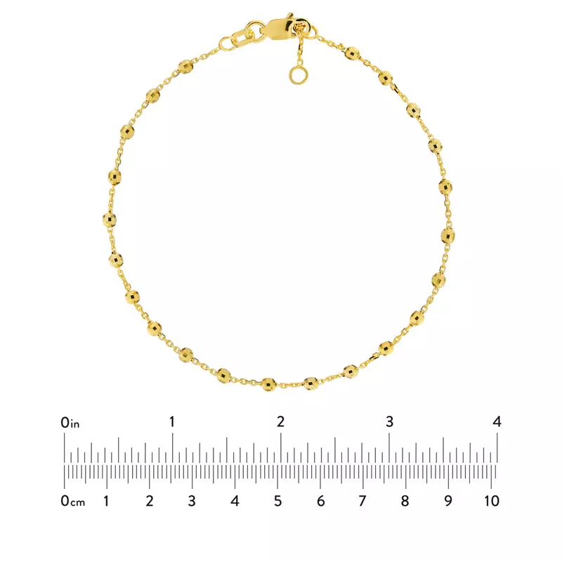 14K Yellow Gold Faceted Bead Station Gold Bracelet
