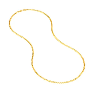 Rounded Box Chain Gold Necklace (2.7mm, 20 inches)