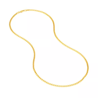 Rounded Box Chain Gold Necklace (2.7mm, 22 inches)