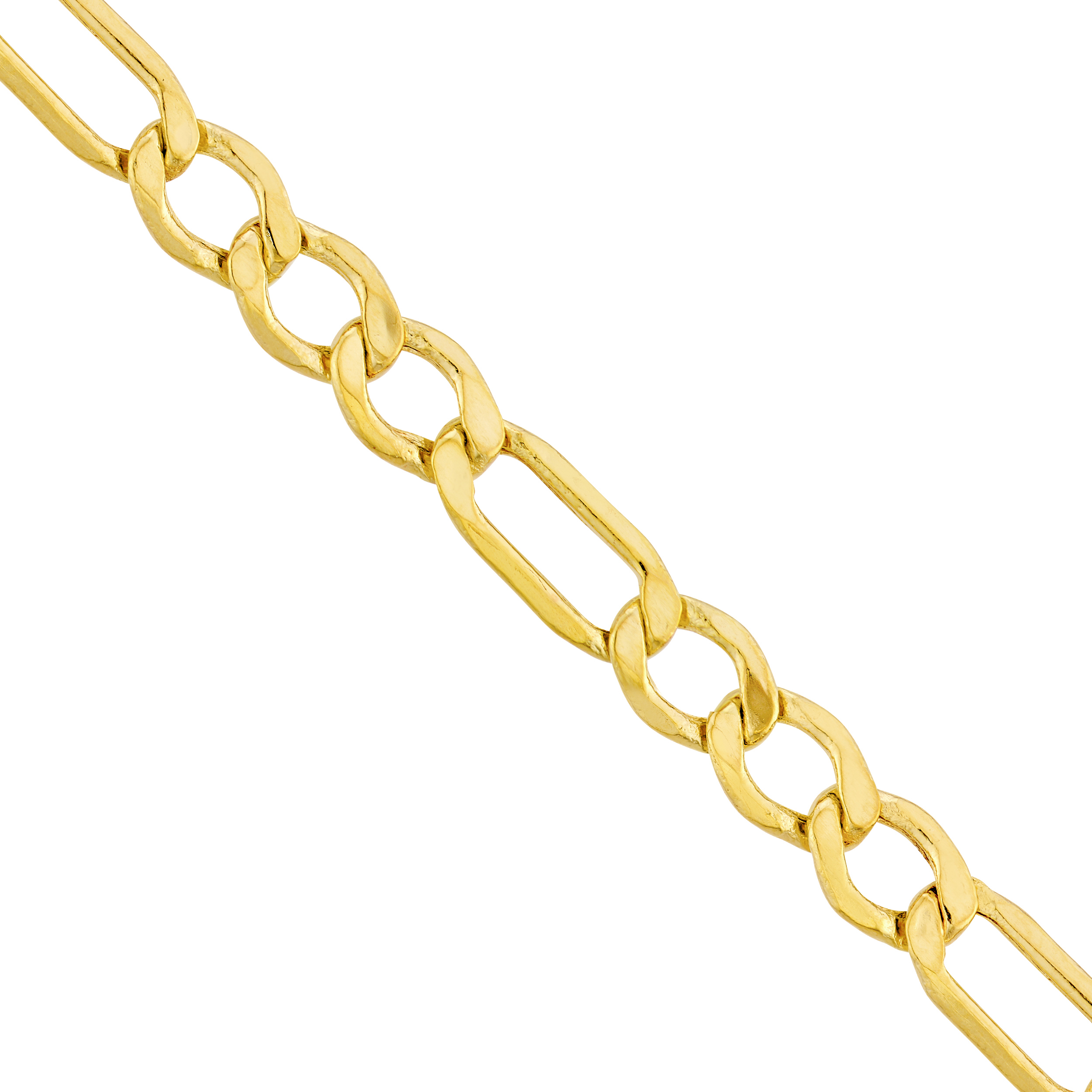 3.6mm Hollow Beveled Figaro Chain Necklace (18 in)
