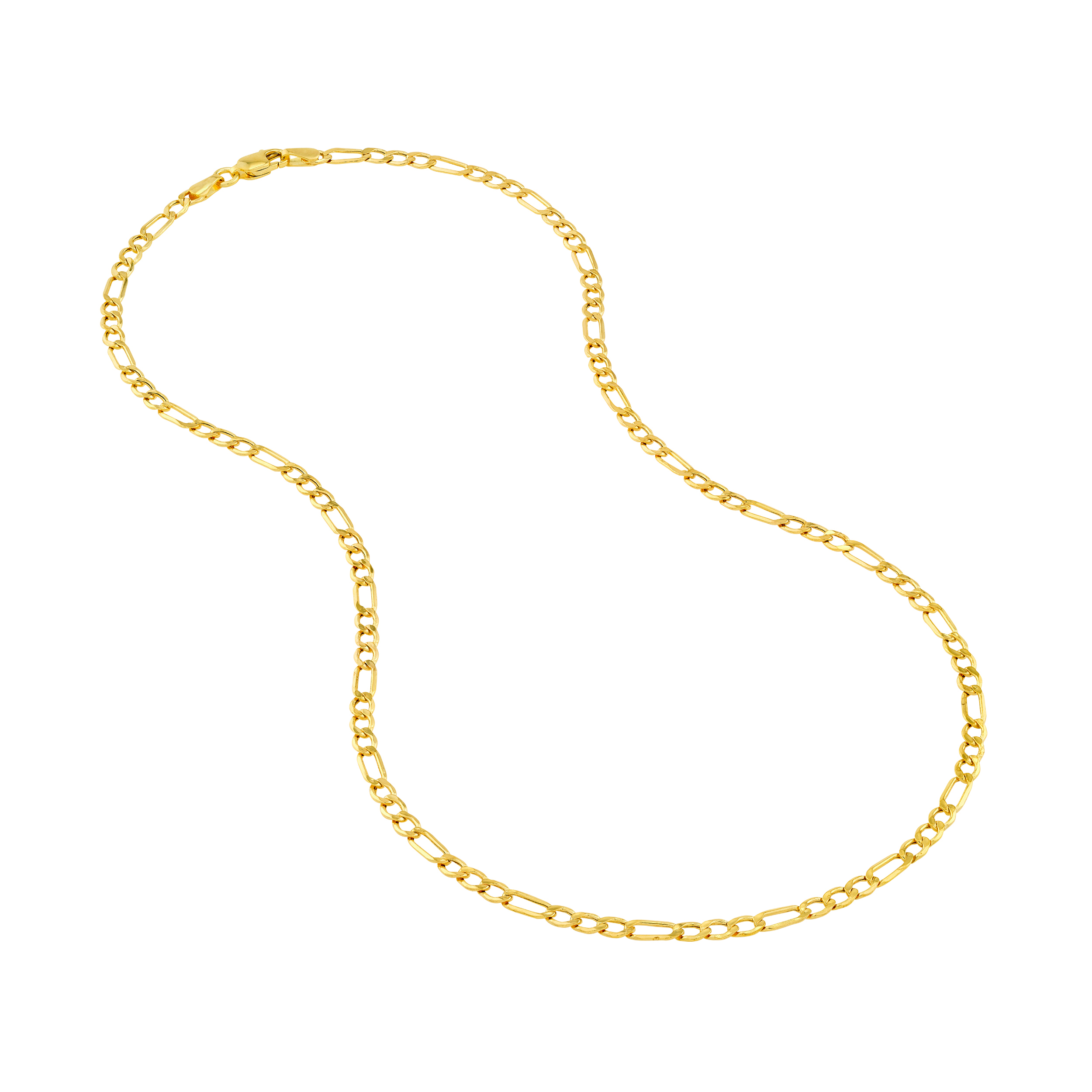 3.6mm Hollow Beveled Figaro Chain Necklace (18 in)