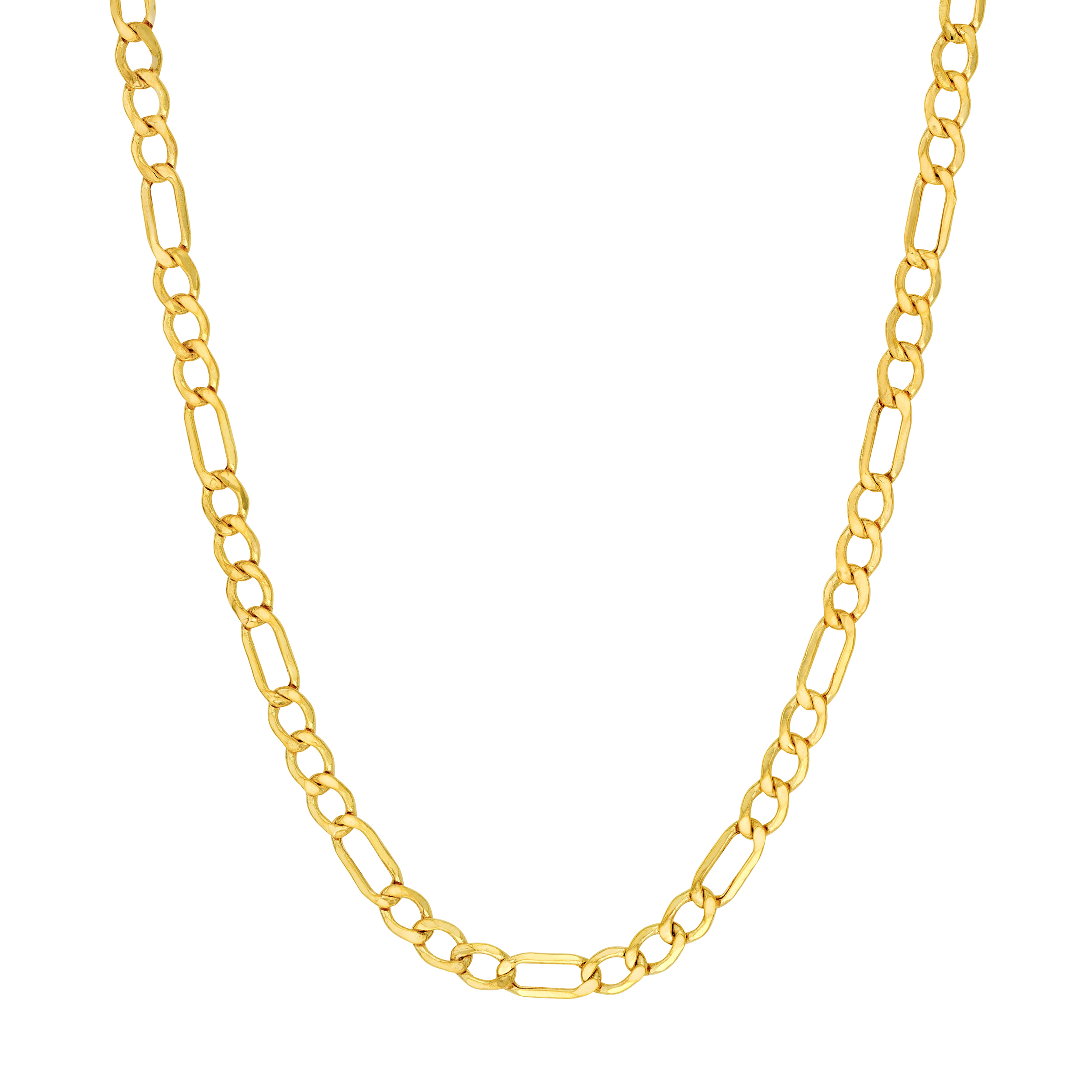 3.6mm Hollow Beveled Figaro Chain Necklace (20 in)