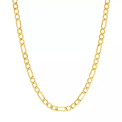 3.6mm Hollow Beveled Figaro Chain Necklace (20 in)