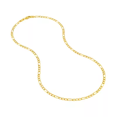 3.6mm Hollow Beveled Figaro Chain Necklace (24 in)