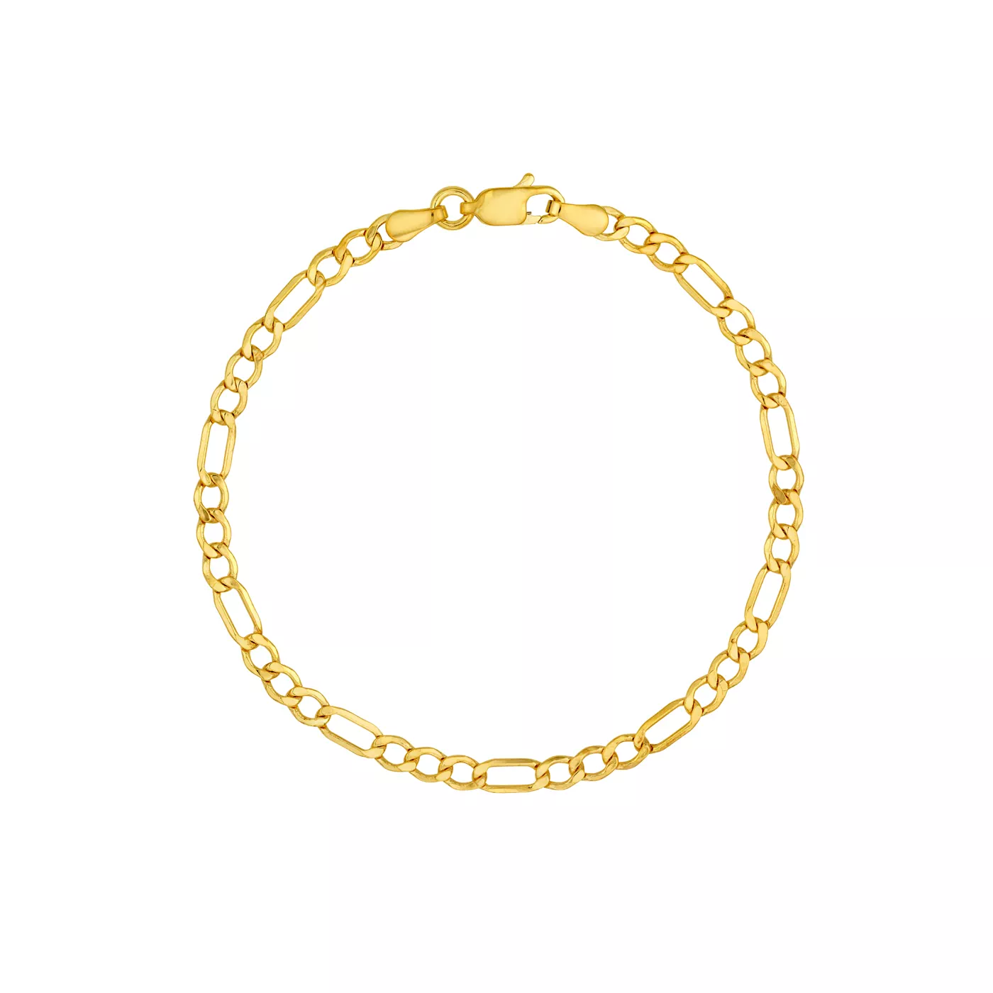 3.6mm Hollow Beveled Figaro Chain Bracelet (7 in)