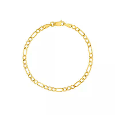 3.6mm Hollow Beveled Figaro Chain Bracelet (7 in)