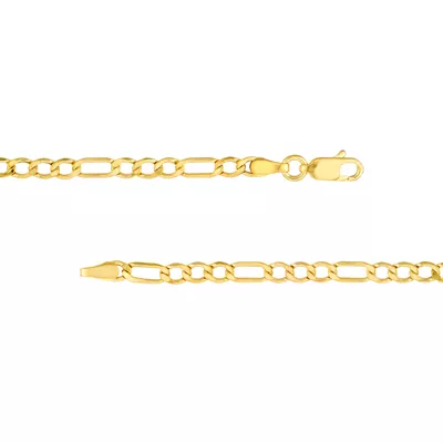3.6mm Hollow Beveled Figaro Chain Bracelet (7 in)