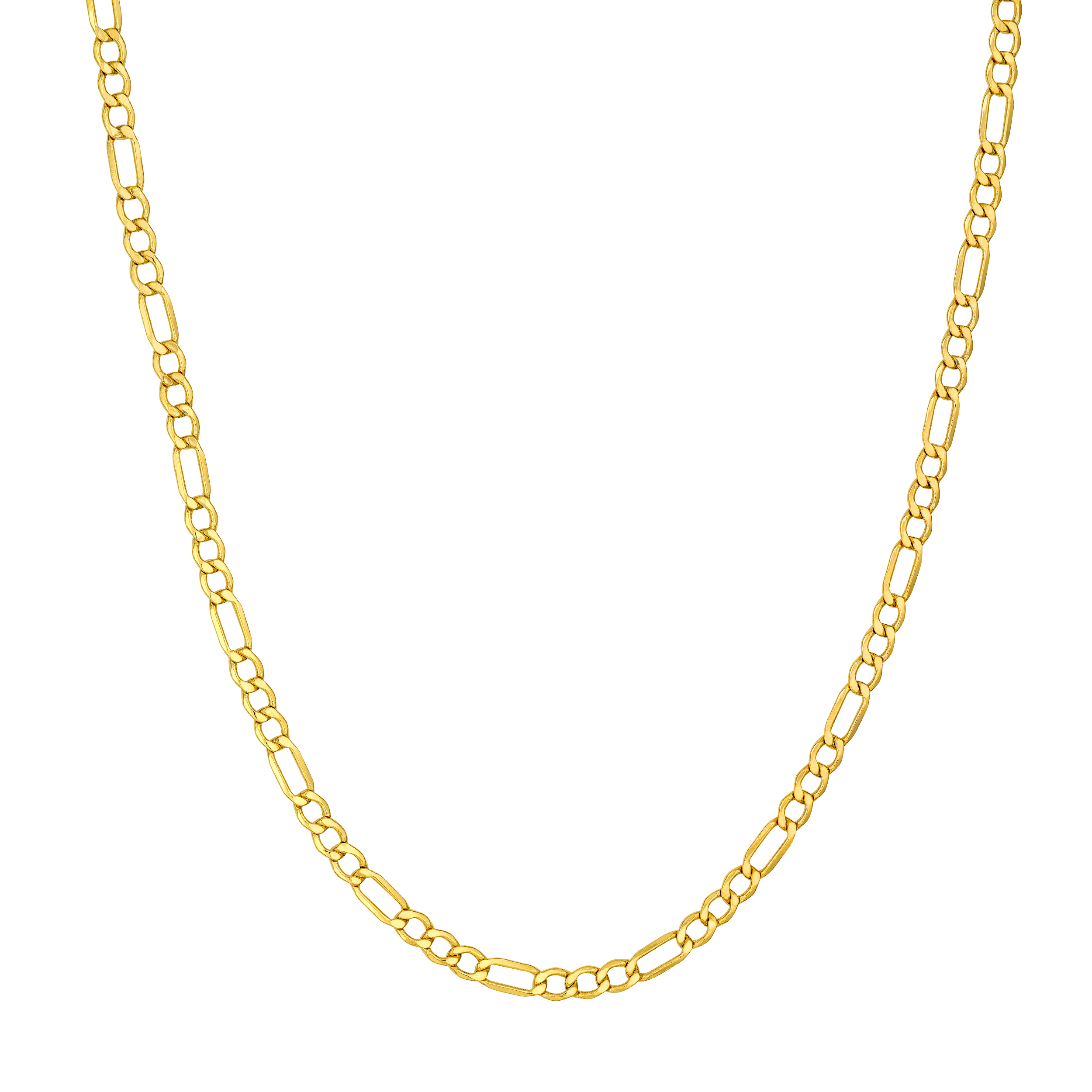4.4mm Hollow Beveled Figaro Chain Necklace (20 in)