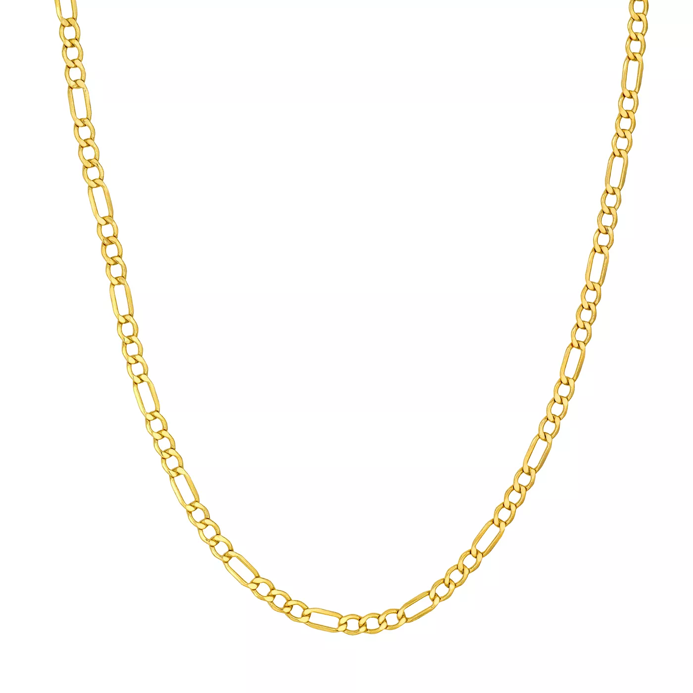 4.4mm Hollow Beveled Figaro Chain Necklace (22 in)