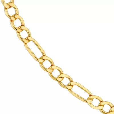 4.4mm Hollow Beveled Figaro Chain Necklace (24 in)