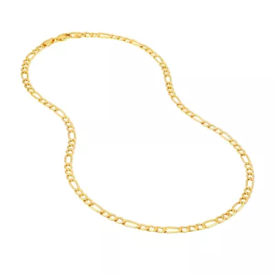 4.4mm Hollow Beveled Figaro Chain Necklace (24 in)