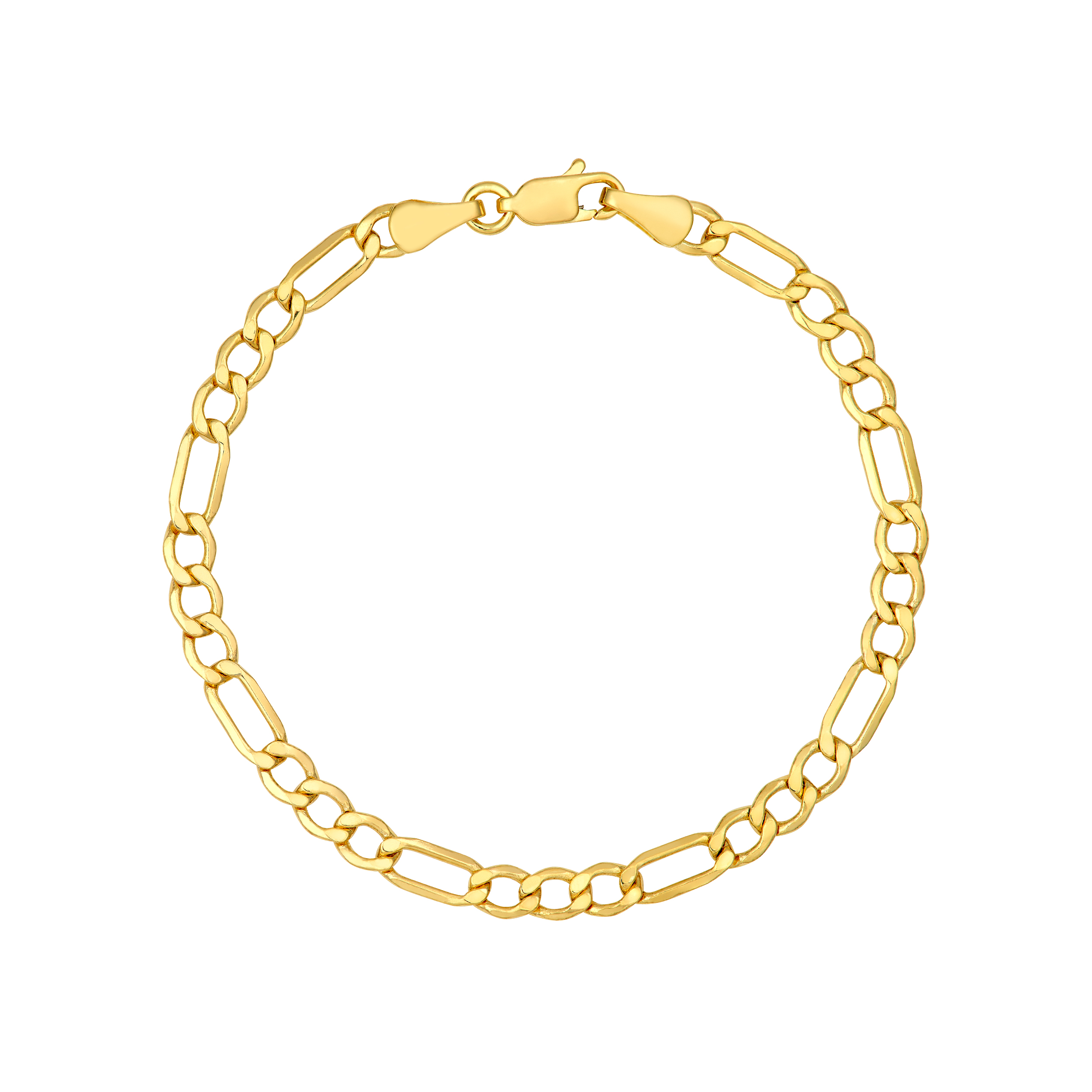 4.4mm Hollow Beveled Figaro Chain Bracelet (7 in)