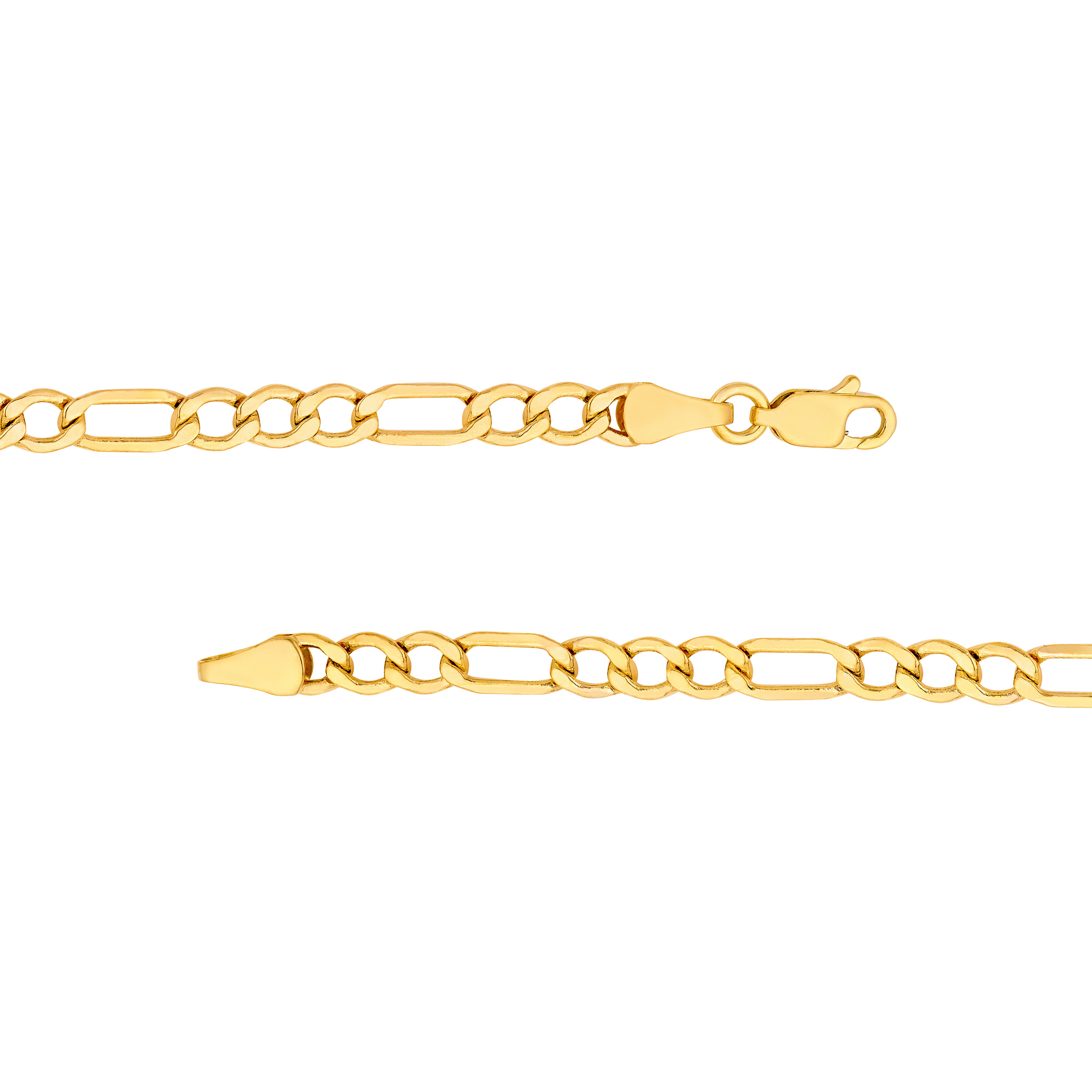 4.4mm Hollow Beveled Figaro Chain Bracelet (7 in)