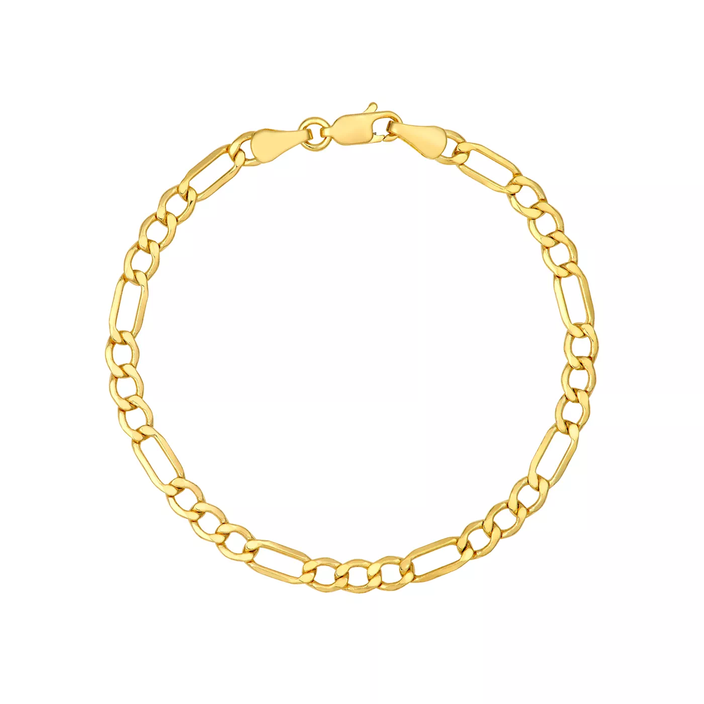 4.4mm Hollow Beveled Figaro Chain Bracelet (8 in)
