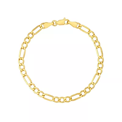 4.4mm Hollow Beveled Figaro Chain Bracelet (8 in)