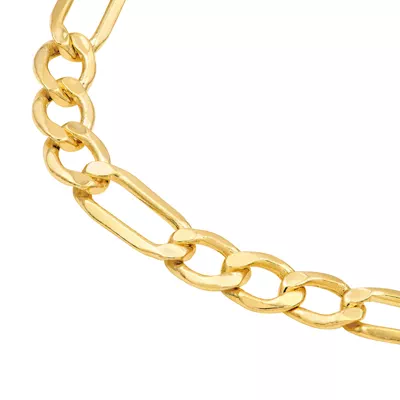 4.4mm Hollow Beveled Figaro Chain Bracelet (8 in)