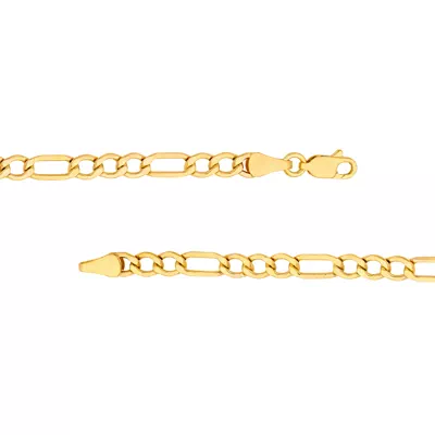 4.4mm Hollow Beveled Figaro Chain Bracelet (8 in)
