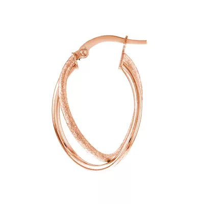 Mixed Finish Twisted Gold Hoop Earrings