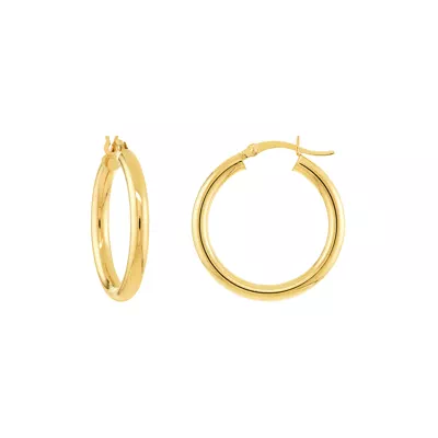Slim Tubular Gold Hoop Earrings (25 mm)