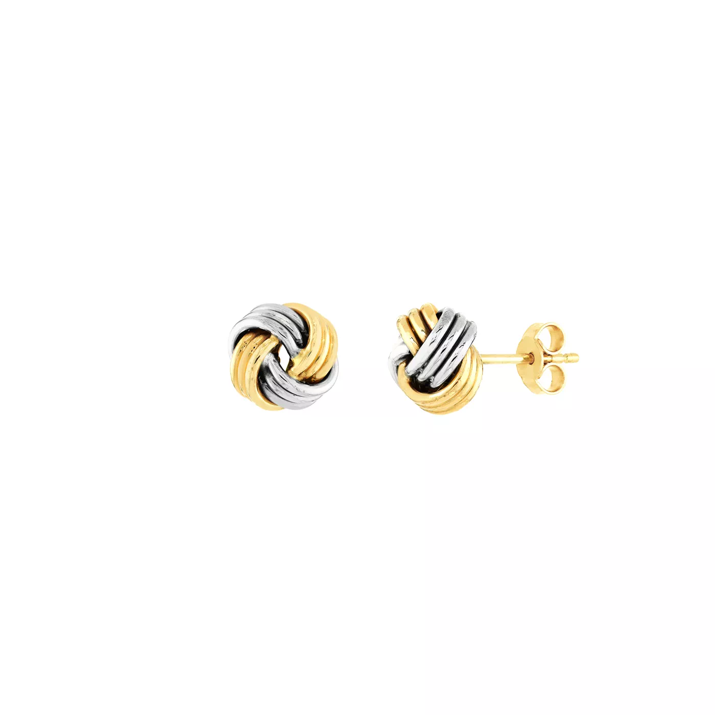Interwoven Two-Tone Gold Stud Earrings