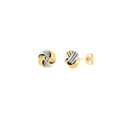 Interwoven Two-Tone Gold Stud Earrings