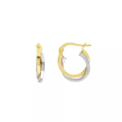 Double Hoop Two-Tone Gold Earrings