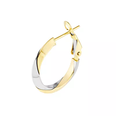 Two-Tone Knife-Edge Gold Hoop Earrings