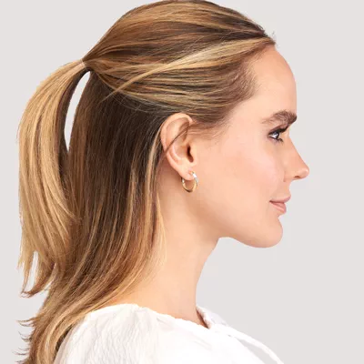 Two-Tone Knife-Edge Gold Hoop Earrings