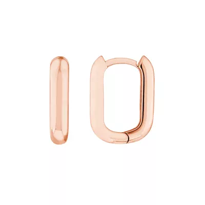 Bold Rectangular Gold Huggie Earrings