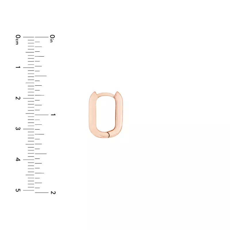 14K Rose Gold Bold Rectangular Gold Huggie Earrings
