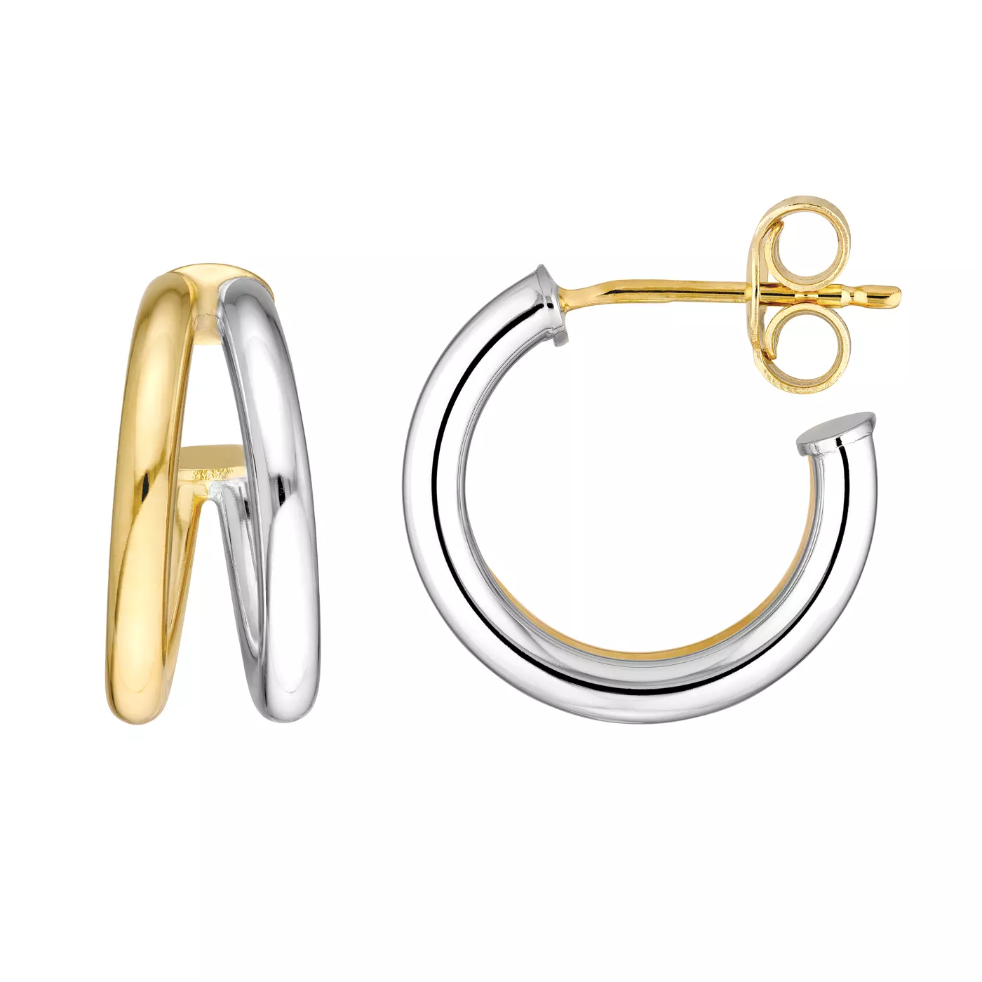 Open Two-Tone Gold Hoop Earrings