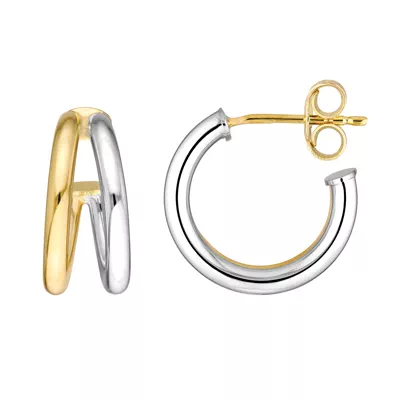 Open Two-Tone Gold Hoop Earrings