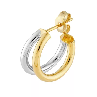 Open Two-Tone Gold Hoop Earrings