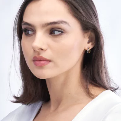 Open Two-Tone Gold Hoop Earrings