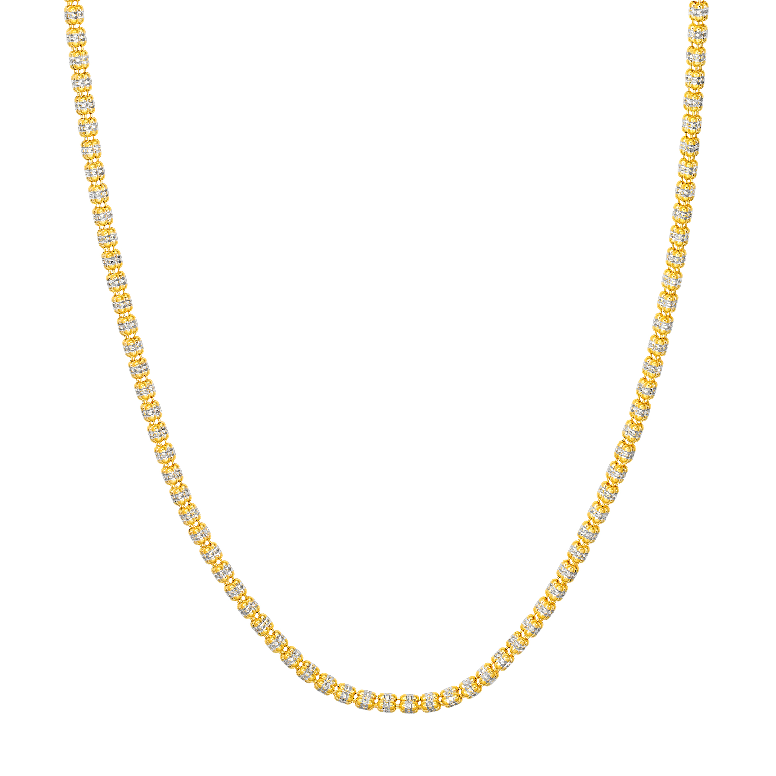 Two-Tone Diamond-Cut Bead Necklace (18 in)