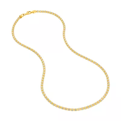 Two-Tone Diamond-Cut Bead Necklace (18 in)