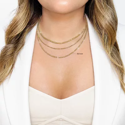 Two-Tone Diamond-Cut Bead Necklace (18 in)