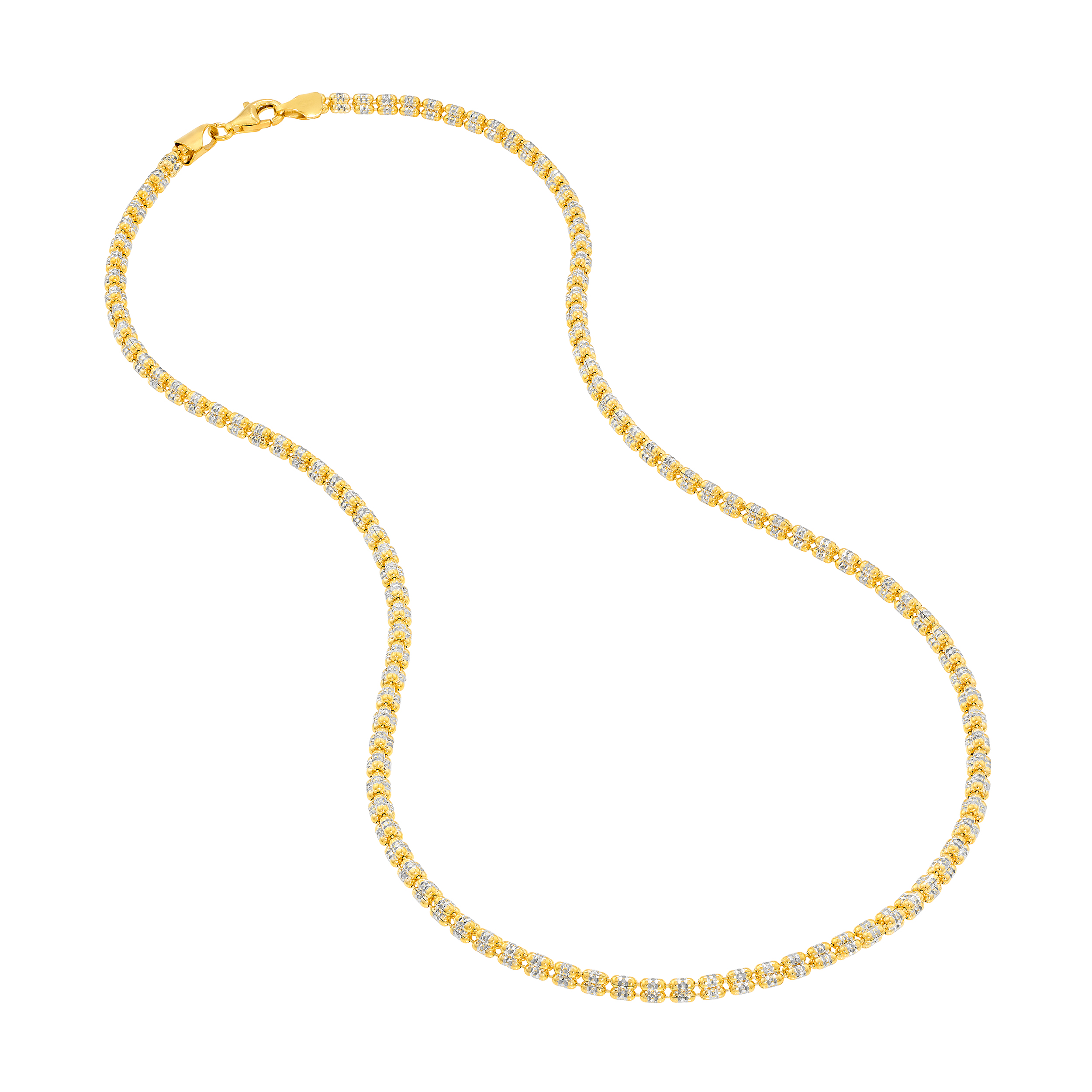 Two-Tone Diamond-Cut Bead Necklace (24 in)