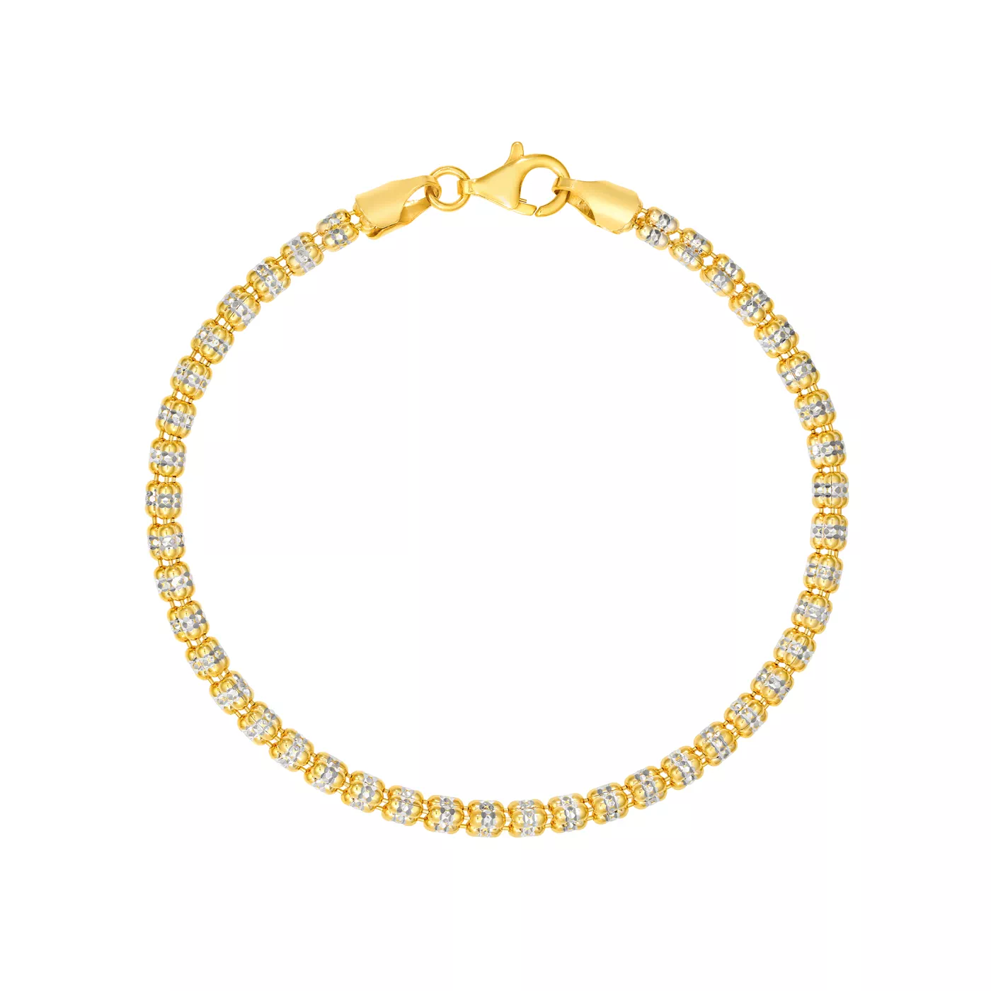 Two-Tone Diamond-Cut Bead Bracelet (7 in)