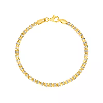Two-Tone Diamond-Cut Bead Bracelet (7 in)