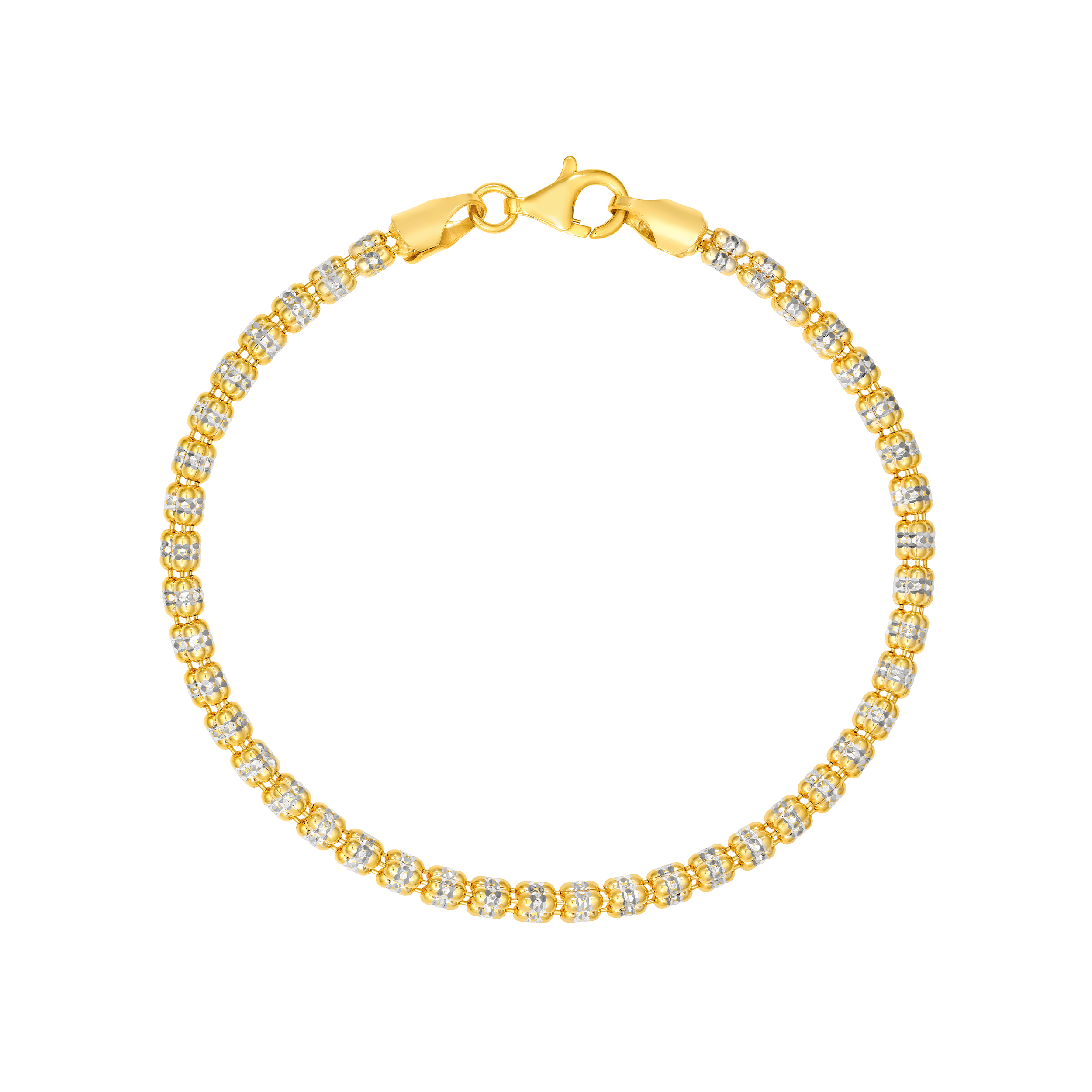 Two-Tone Diamond-Cut Bead Bracelet (8 in)