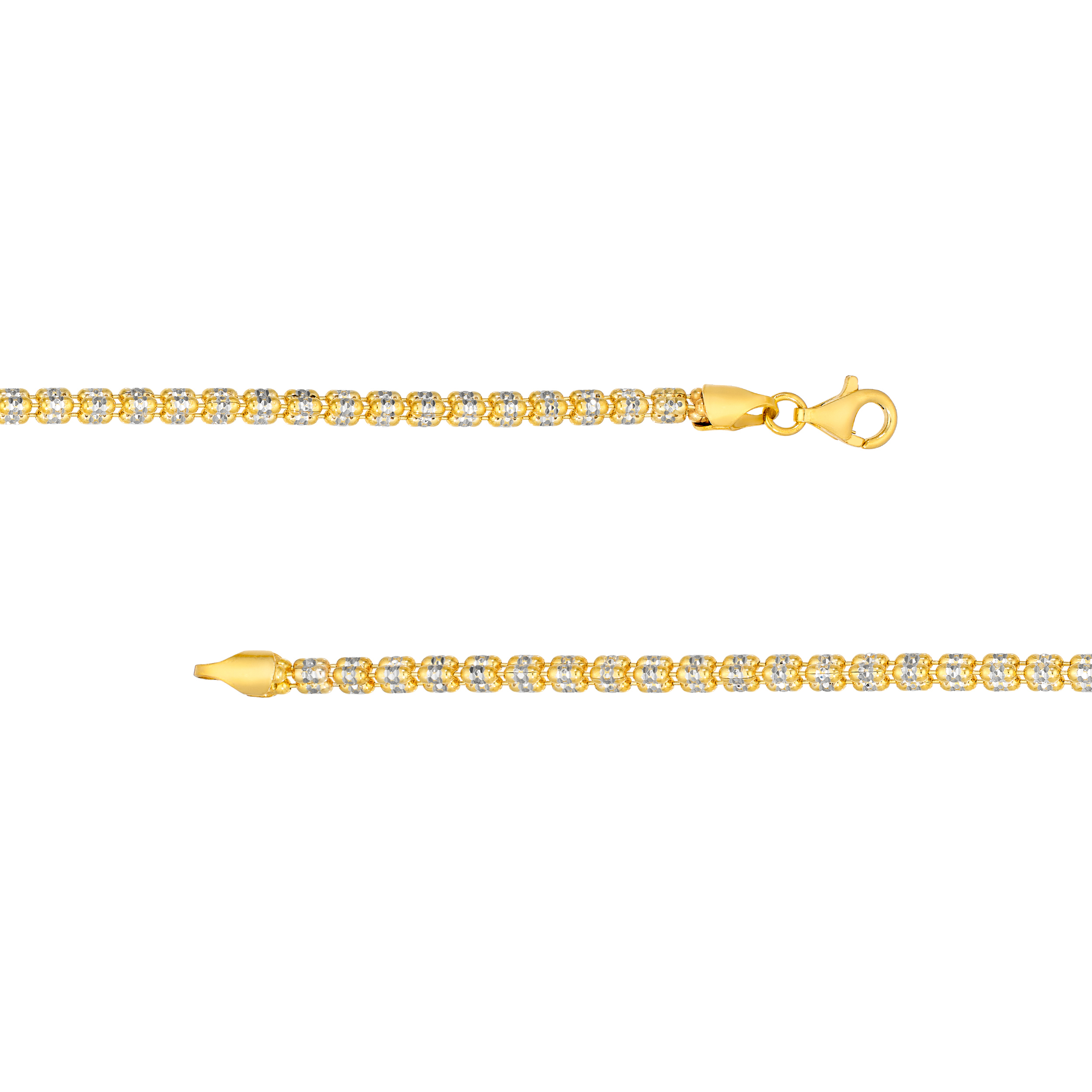 Two-Tone Diamond-Cut Bead Bracelet (8 in)