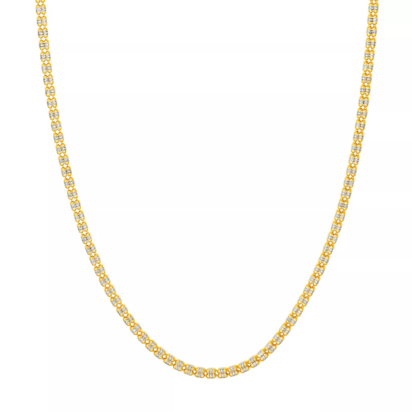 Two-Tone Double Row Diamond-Cut Bead Necklace (18 in)