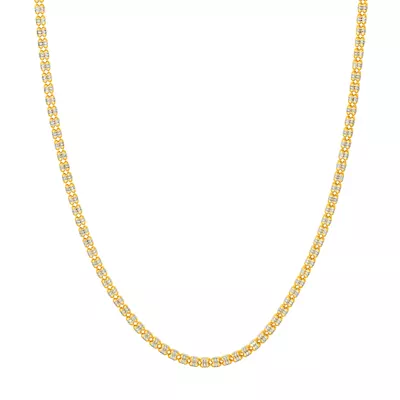 Two-Tone Double Row Diamond-Cut Bead Necklace (18 in)