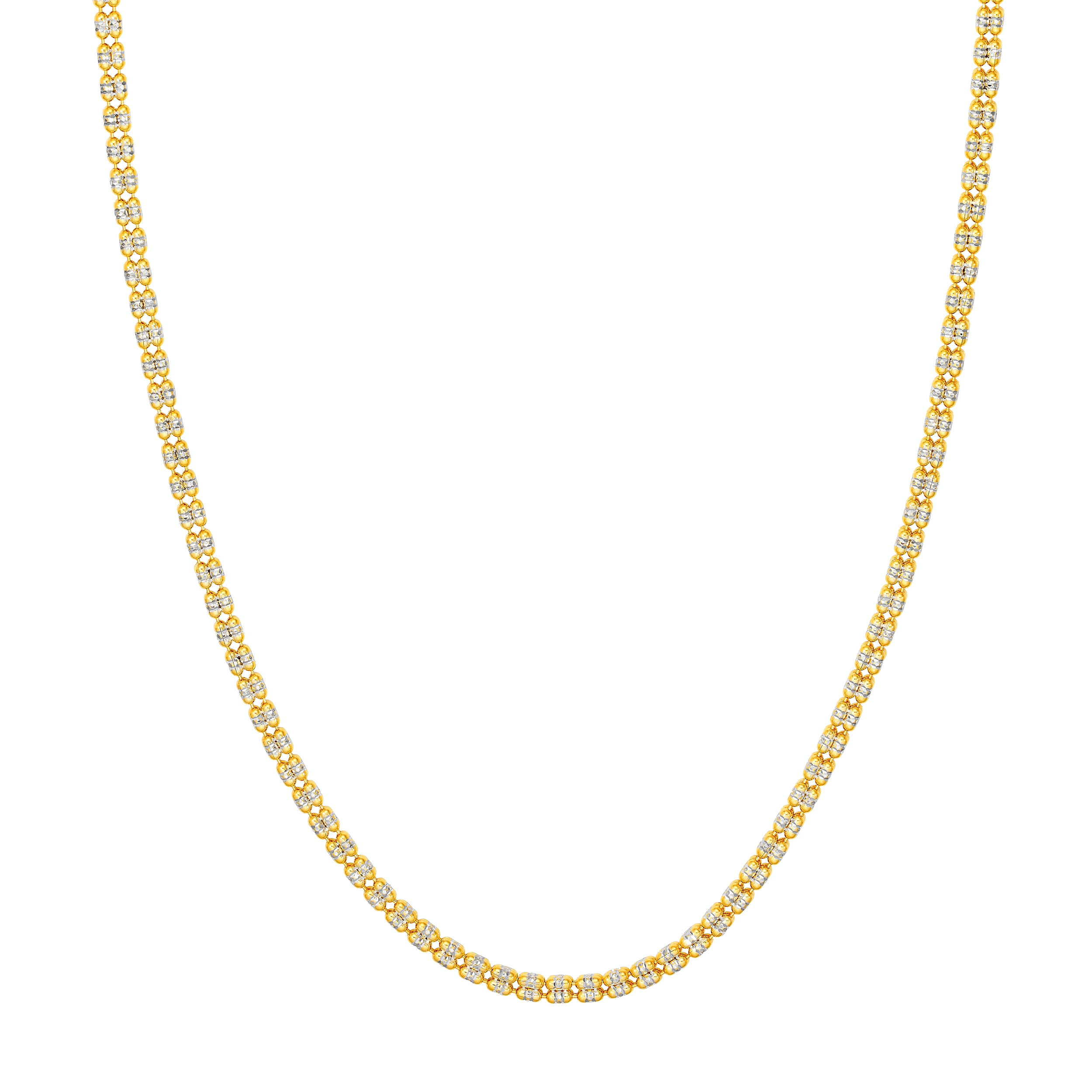 Two-Tone Double Row Diamond-Cut Bead Necklace (20 in)